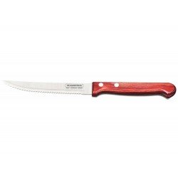 KIT 6 FACA PARA CHURRASCO FRUTAS 5 POLYWOOD VERMELHO LAMINA DE ACO INOX E CABO DE MADEIRA TRAMONTINA