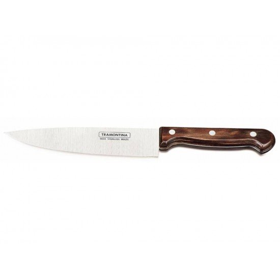 FACA CHEF 7 POLYWOOD CASTANHO LAMINA DE ACO INOX E CABO DE MADEIRA TRAMONTINA