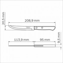 FACA PARA CHURRASCO TRAMONTINA COM LÂMINA EM AÇO COM FIO LISO E CABO DE MADEIRA TRATADA POLYWOOD VERMELHO 5