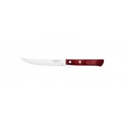 FACA PARA CHURRASCO TRAMONTINA COM LÂMINA EM AÇO COM FIO LISO E CABO DE MADEIRA TRATADA POLYWOOD VERMELHO 5