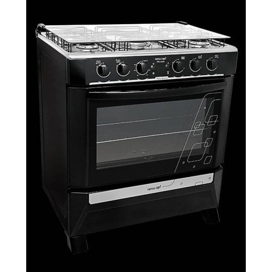 FOGAO DE PISO 5 BOCAS NEW UP ABSOLUTE BLACK BIVOLT