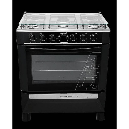 FOGAO DE PISO 5 BOCAS NEW UP ABSOLUTE BLACK BIVOLT