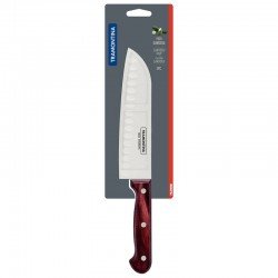 FACA SANTOKU TRAMONTINA COM LÂMINA EM AÇO INOX E CABO EM MADEIRA TRATADA POLYWOOD VERMELHO 7
