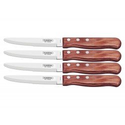 CONJUNTO FACAS CHUR JUMBO 4 PCS POLYWOOD VERMELHO LAMINAS DE ACO INOX E CABOS DE MADEIRA TRAMONTINA