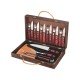 KIT CHUR 17 PCS POLYWOOD VERMELHO SORTIDOS COM LAMINAS DE ACO INOX E CABOS DE MADEIRA TRAMONTINA