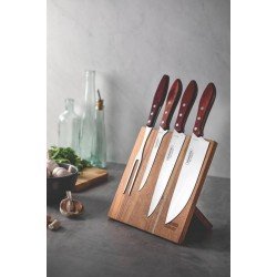 JOGO PARA CHURRASCO COM LAMINAS EM AÇO INOX E CABOS EM MADEIRA POLYWOOD VERMELHO 5 PEÇAS TRAMONTINA