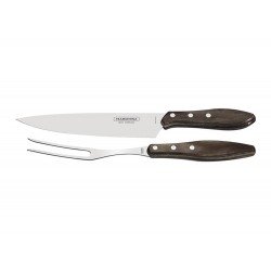 JOGO CHUR TRINCHANTE 2PC POLYWOOD CASTANHO SORTIDOS C LAMINAS DE ACO INOX E CABOS DE MAD TRAMONTINA