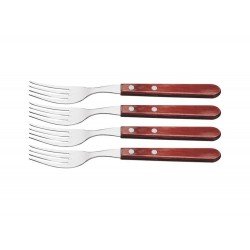 CONJUNTO DE GARFOS JUMBO 4 PEÇAS POLYWOOD VERMELHO LAMINAS DE ACO INOX E CABOS DE MADEIRA TRAMONTINA