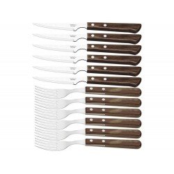 JOGO CHURRASCO 12 PEÇAS POLYWOOD CASTANHO SORTIDOS LAMINAS DE ACO INOX E CABOS DE MADEIRA TRAMONTINA