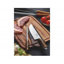 JOGO 3 PEÇAS POLYWOOD CASTANHO SORTIDOS COM LAMINAS ACO INOX E CABOS DE MADEIRA TRAMONTINA