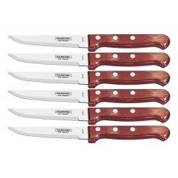 CONJUNTO FACAS CHUR JUMBO 6 PCS POLYWOOD VERMELHO LAMINAS DE ACO INOX E CABOS DE MADEIRA TRAMONTINA