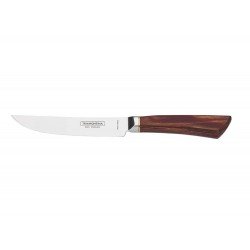 FACA CHURRASCO JUMBO 5 FIO LISO POLYWOOD VERMELHO LAMINA DE ACO INOX E CABO DE MADEIRA TRAMONTINA