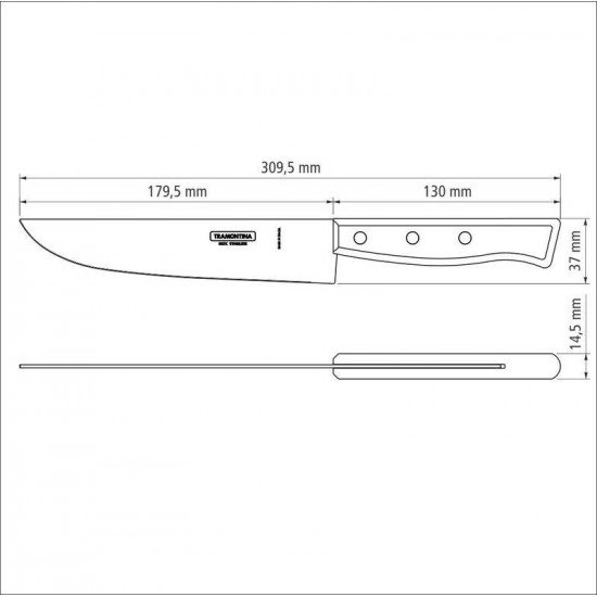 FACA PARA COZINHA TRAMONTINA TRADICIONAL COM LÂMINA EM AÇO INOX E CABO EM MADEIRA NATURAL 7