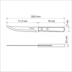FACA PARA CHURRASCO E FRUTAS TRAMONTINA DYNAMIC COM LÂMINA EM AÇO INOX E CABO DE MADEIRA NATURAL 5