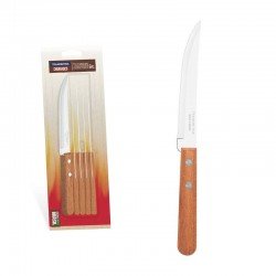 CONJUNTO DE FACAS PARA CHURRASCO DYNAMIC COM LAMINAS EM AÇO INOX E CABOS DE MADEIRA NATURAL 6 PEÇAS