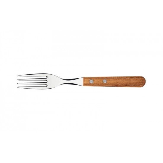 CONJUNTO DE GARFOS DE MESA TRAMONTINA DYNAMIC COM LÂMINAS EM AÇO INOX E CABOS DE MADEIRA NATURAL 3 PEÇAS