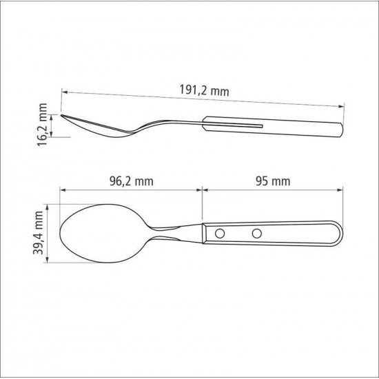 COLHER DE MESA TRAMONTINA DYNAMIC COM LÂMINA EM AÇO INOX E CABO DE MADEIRA NATURAL
