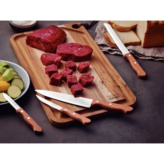FACA CHEF TRAMONTINA DYNAMIC COM LÂMINA DE AÇO INOX E CABO DE MADEIRA NATURAL 6