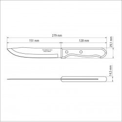 FACA PARA COZINHA TRAMONTINA DYNAMIC COM LÂMINA EM AÇO INOX E CABO EM MADEIRA NATURAL 6