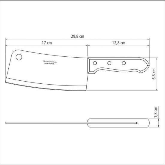 CUTELO TRAMONTINA DYNAMIC COM LÂMINA EM AÇO INOX E CABO DE MADEIRA NATURAL 7
