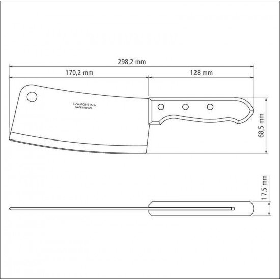CUTELO TRAMONTINA DYNAMIC COM LÂMINA EM AÇO INOX E CABO DE MADEIRA NATURAL 7