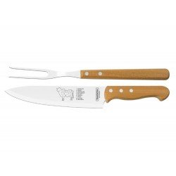 JOGO TRINCHANTE 2 PECAS SORTIDOS COM LAMINAS DE ACO INOX E CABOS DE MADEIRA TRAMONTINA