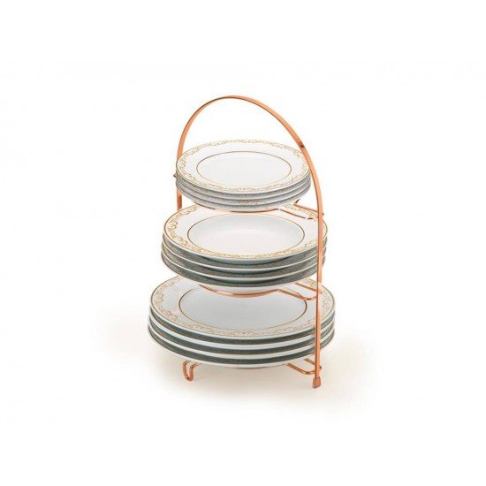 PORTA PRATOS TRIPLO PIATINA ROSE GOLD ARTHI