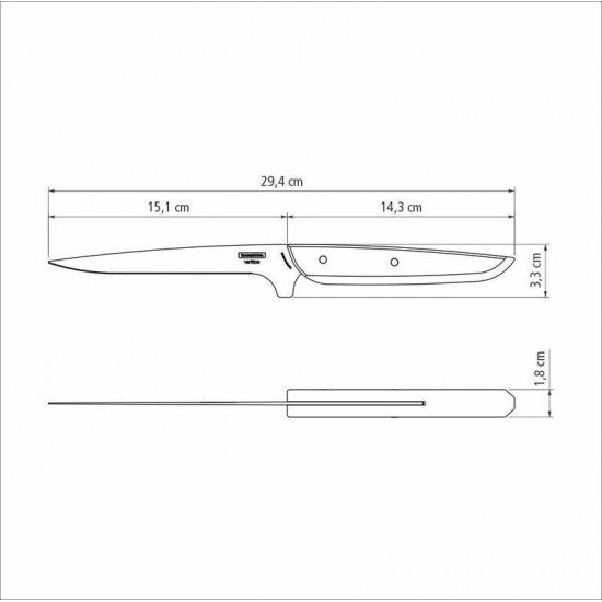 FACA PARA DESOSSAR TRAMONTINA VERTTICE COM LÂMINA EM AÇO INOX E CABO DE MADEIRA NATURAL 6
