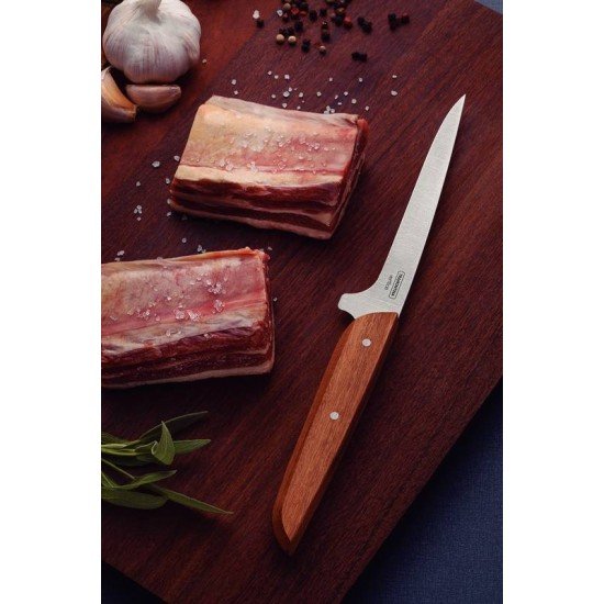 FACA PARA DESOSSAR TRAMONTINA VERTTICE COM LÂMINA EM AÇO INOX E CABO DE MADEIRA NATURAL 6