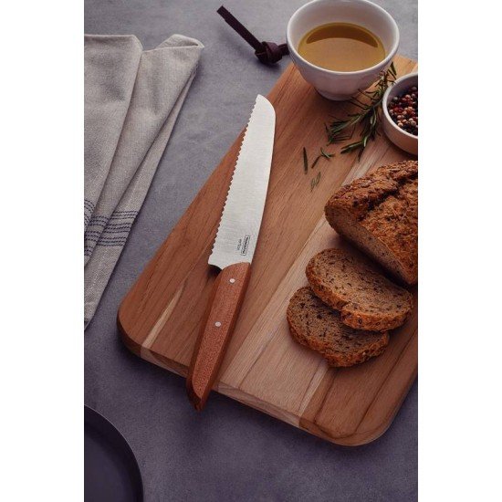 FACA PARA PÃO TRAMONTINA VERTTICE COM LÂMINA EM AÇO INOX E CABO DE MADEIRA NATURAL 8