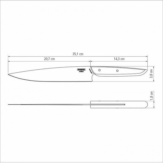 FACA UTILITY TRAMONTINA VERTTICE COM LÂMINA EM AÇO INOX E CABO DE MADEIRA NATURAL 8