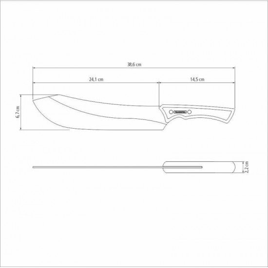 FACA PARA CARNE TRAMONTINA CHURRASCO BLACK COM LÂMINA DE AÇO INOX ESCURECIDO E CABO DE MADEIRA 10