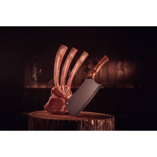 CUTELO TRAMONTINA CHURRASCO BLACK COM LÂMINA DE AÇO INOX ESCURECIDO E CABO DE MADEIRA 7