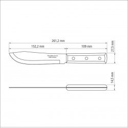 FACA PARA COZINHA TRAMONTINA DYNAMIC COM LÂMINA EM AÇO INOX E CABO DE MADEIRA NATURAL 6