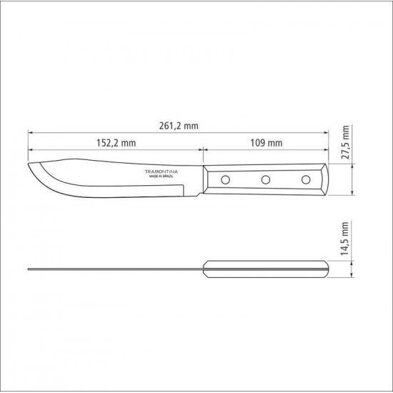 FACA PARA COZINHA TRAMONTINA DYNAMIC COM LÂMINA EM AÇO INOX E CABO DE MADEIRA NATURAL 6