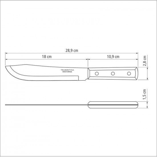 FACA PARA COZINHA TRAMONTINA DYNAMIC COM LÂMINA EM AÇO INOX E CABO DE MADEIRA NATURAL 7