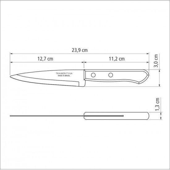 FACA PEIXEIRA E COZINHA TRAMONTINA DYNAMIC COM LÂMINA EM AÇO INOX E CABO DE MADEIRA NATURAL 5