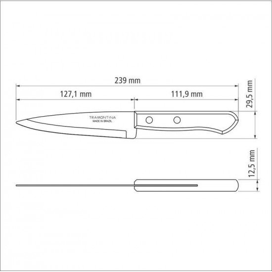 FACA PEIXEIRA E COZINHA TRAMONTINA DYNAMIC COM LÂMINA EM AÇO INOX E CABO DE MADEIRA NATURAL 5