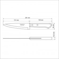 FACA PEIXEIRA E COZINHA TRAMONTINA DYNAMIC COM LÂMINA EM AÇO INOX E CABO DE MADEIRA NATURAL 6