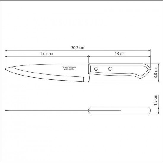 FACA PEIXEIRA E COZINHA TRAMONTINA DYNAMIC COM LÂMINA EM AÇO INOX E CABO DE MADEIRA NATURAL 7