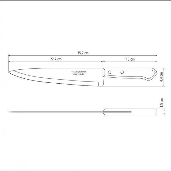 FACA PEIXEIRA E COZINHA TRAMONTINA DYNAMIC COM LÂMINA EM AÇO INOX E CABO DE MADEIRA NATURAL 9