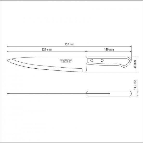 FACA PEIXEIRA E COZINHA TRAMONTINA DYNAMIC COM LÂMINA DE AÇO INOX E CABO DE MADEIRA NATURAL 9