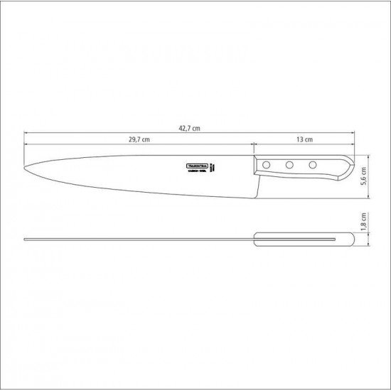 FACA PEIXEIRA E COZINHA TRAMONTINA COM LÂMINA EM AÇO CARBONO COM CABO DE MADEIRA 12
