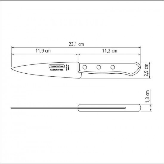 FACA PEIXEIRA E COZINHA TRAMONTINA COM LÂMINA EM AÇO CARBONO E CABO DE MADEIRA 5