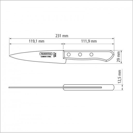 FACA PEIXEIRA E COZINHA TRAMONTINA COM LÂMINA EM AÇO CARBONO E CABO DE MADEIRA 5
