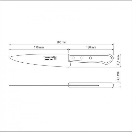 FACA PEIXEIRA E COZINHA TRAMONTINA COM LÂMINA EM AÇO CARBONO E CABO DE MADEIRA 7