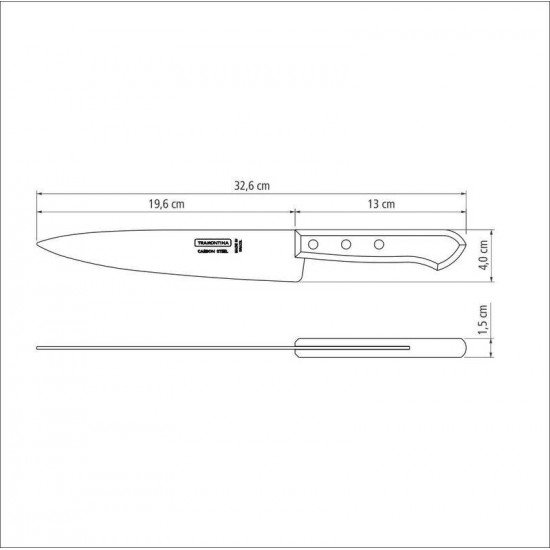 FACA PEIXEIRA E COZINHA TRAMONTINA COM LÂMINA EM AÇO CARBONO E CABO DE MADEIRA 8
