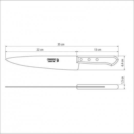 FACA PEIXEIRA E COZINHA TRAMONTINA COM LÂMINA EM AÇO CARBONO E CABO DE MADEIRA 9