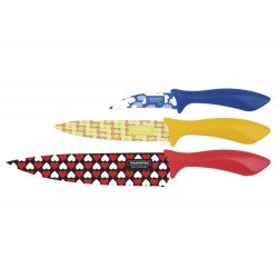 JOGO DE FACAS 3 PEÇAS COLORCUT MISTO SORTIDOS COM LAMINAS ACO INOX E CABOS POLIPROPILENO TRAMONTINA
