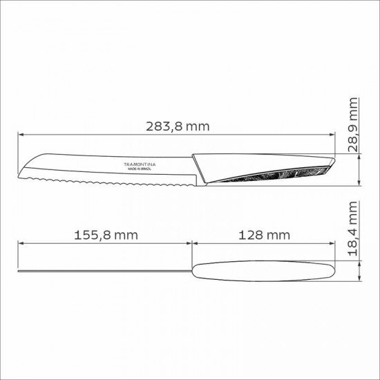 FACA PARA PÃO TRAMONTINA LYF COM LÂMINA EM AÇO INOX E CABO DE POLIPROPILENO PCR VERDE NATUREZA 7